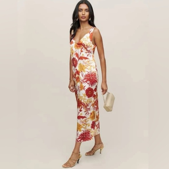 NWT Reformation Lian Silk Dress in Vesta, size Large - Picture 6 of 7